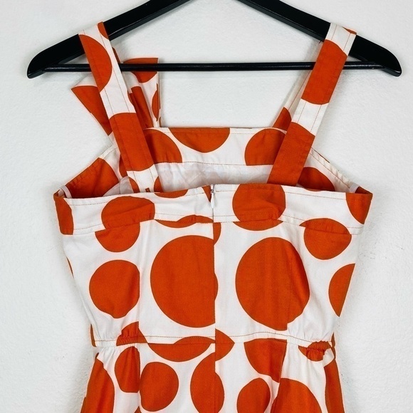 SARA CAMPBELL Ivory Orange Polka Dot Bow Shift Elegant Dress Size 2 - Picture 8 of 12